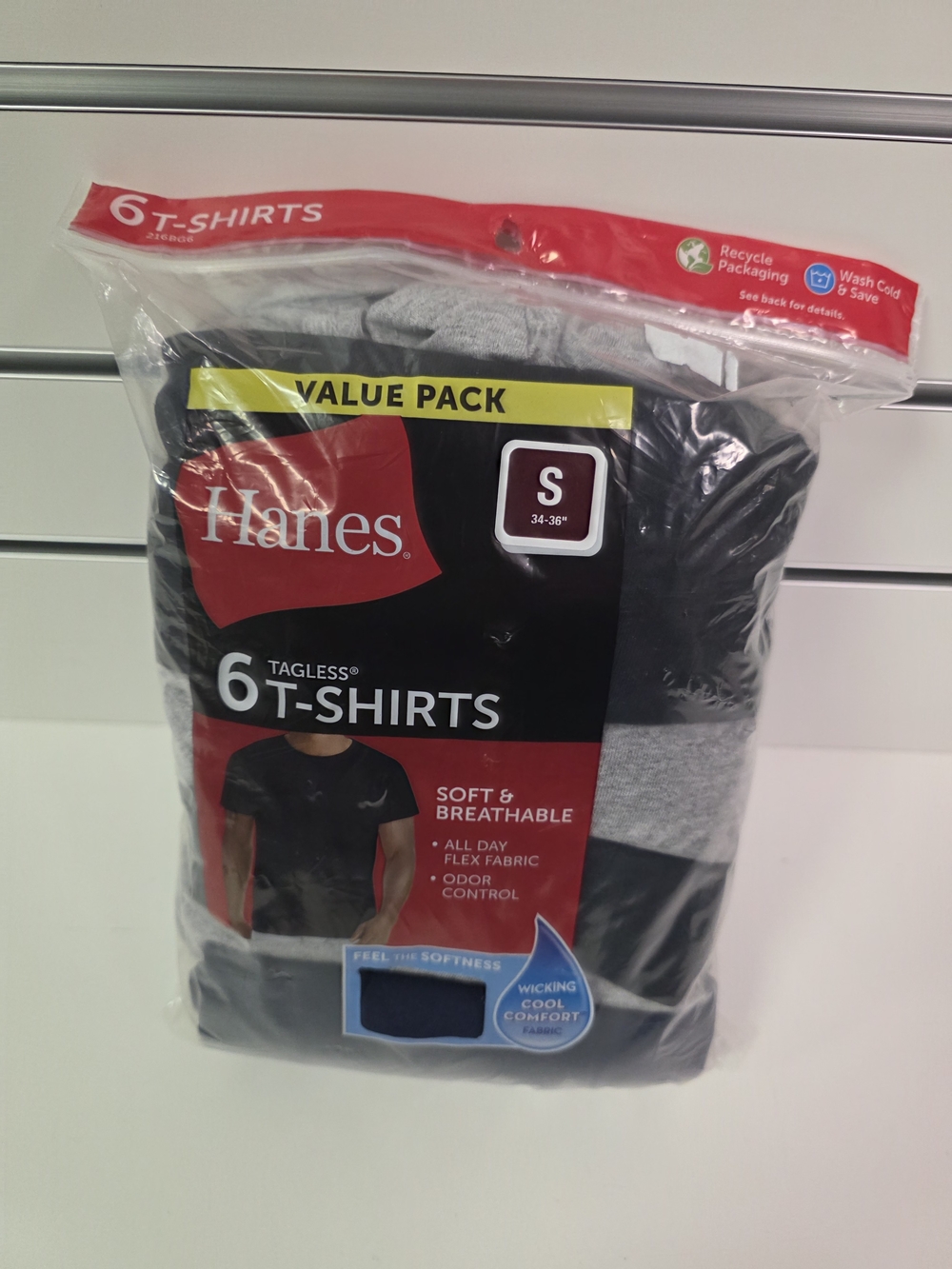 Hanes Men's 6-Pack Tagless Crew T-Shirts - Black & Gray